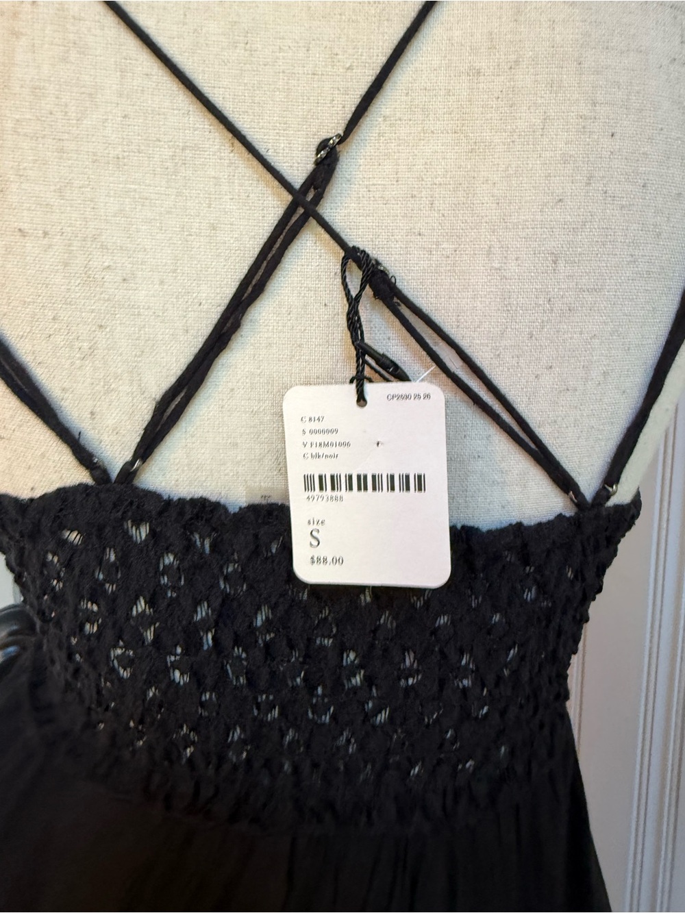 Free People Intimately Black Crochet Bodice Spaghetti Strap Dress - Picture 3 of 3